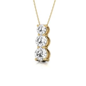 Diana M Lab 14KT YG 2ct TW LGD DREI STEIN SCHNEE HIDDEN BAIL Anhänger