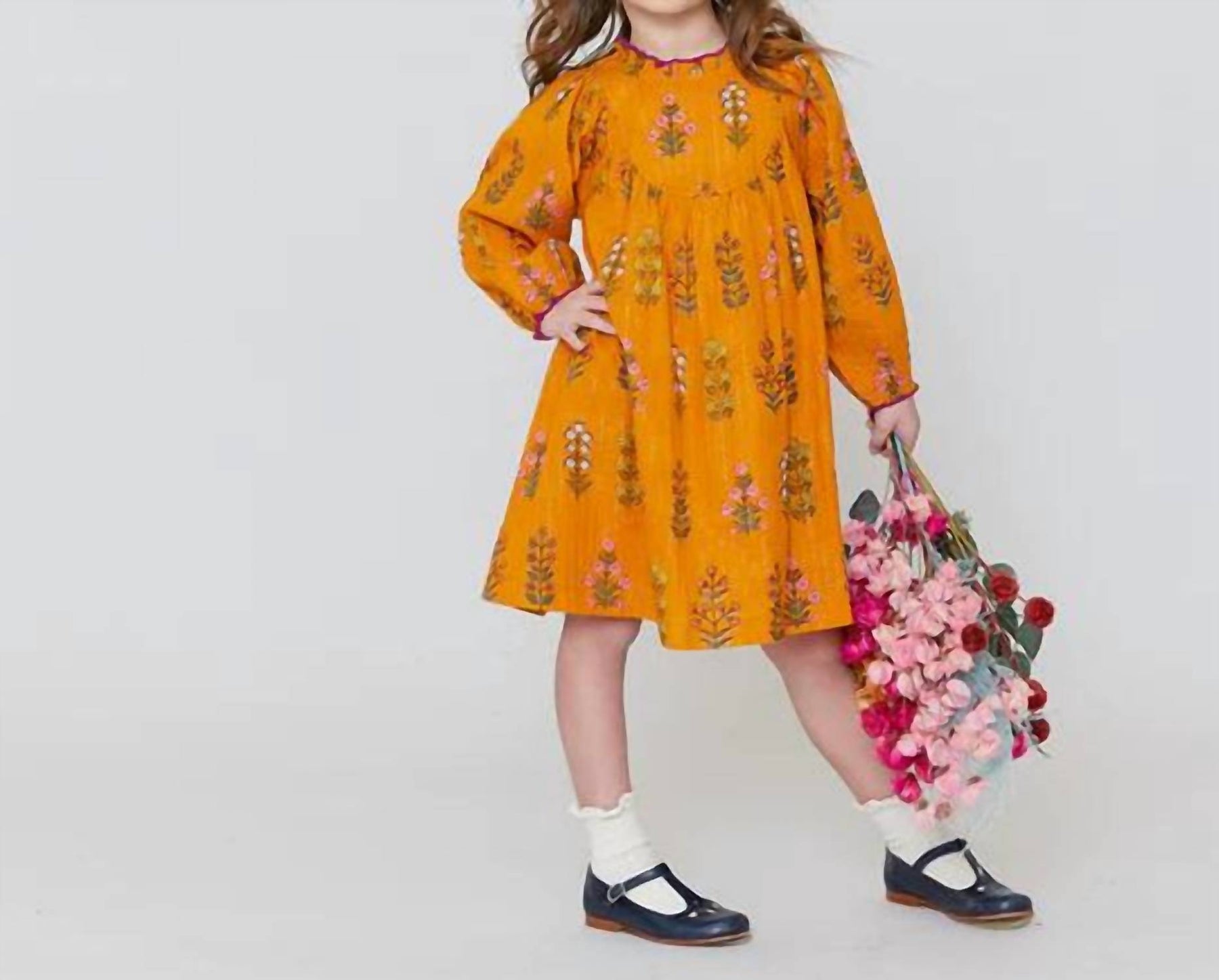 Mädchen Brayden Kleid in Gold Field mit Blumenmuster