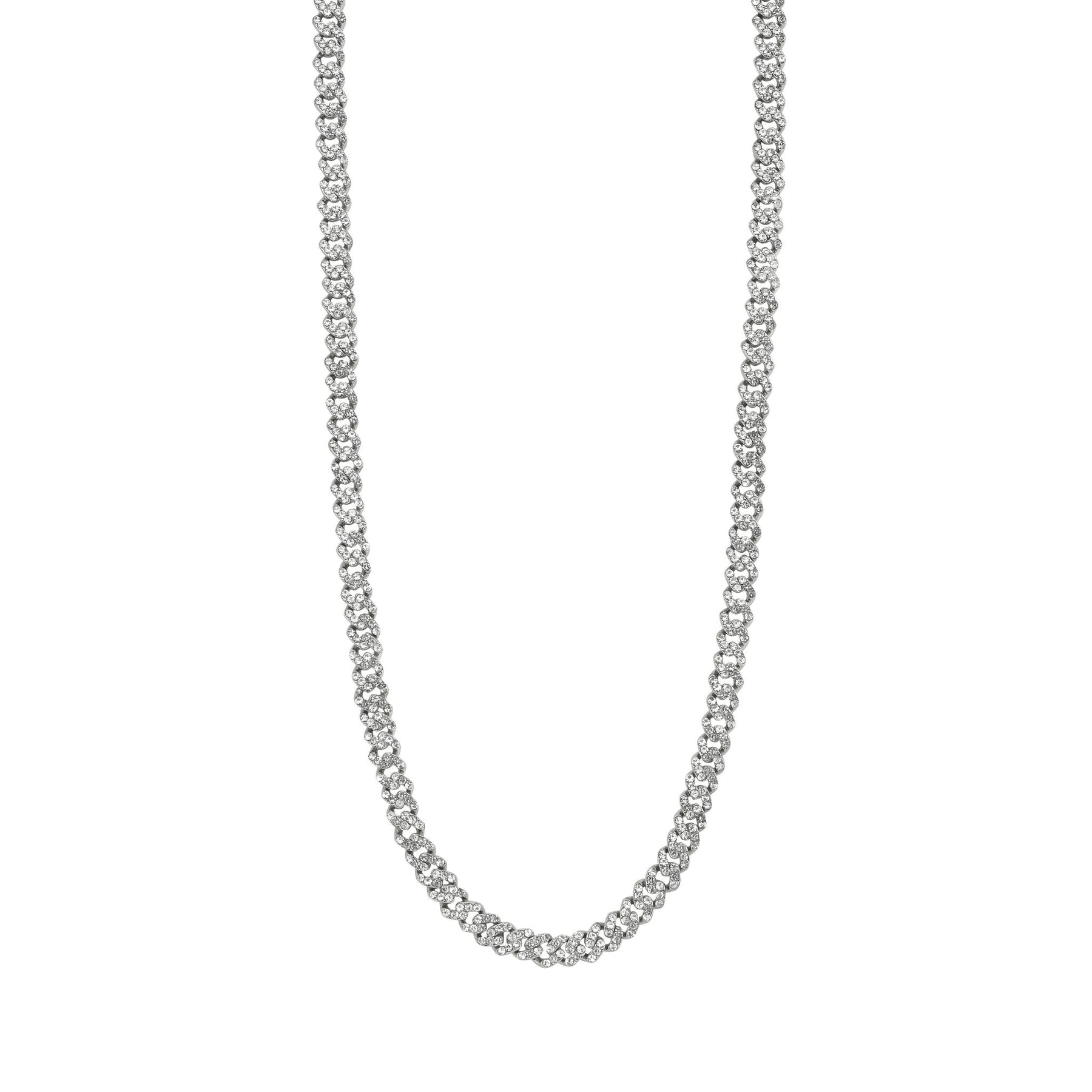 Herren 5mm Cuban Edge Kette mit CZ silber