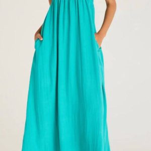Beachside-Midikleid in tropischem Blaugrün