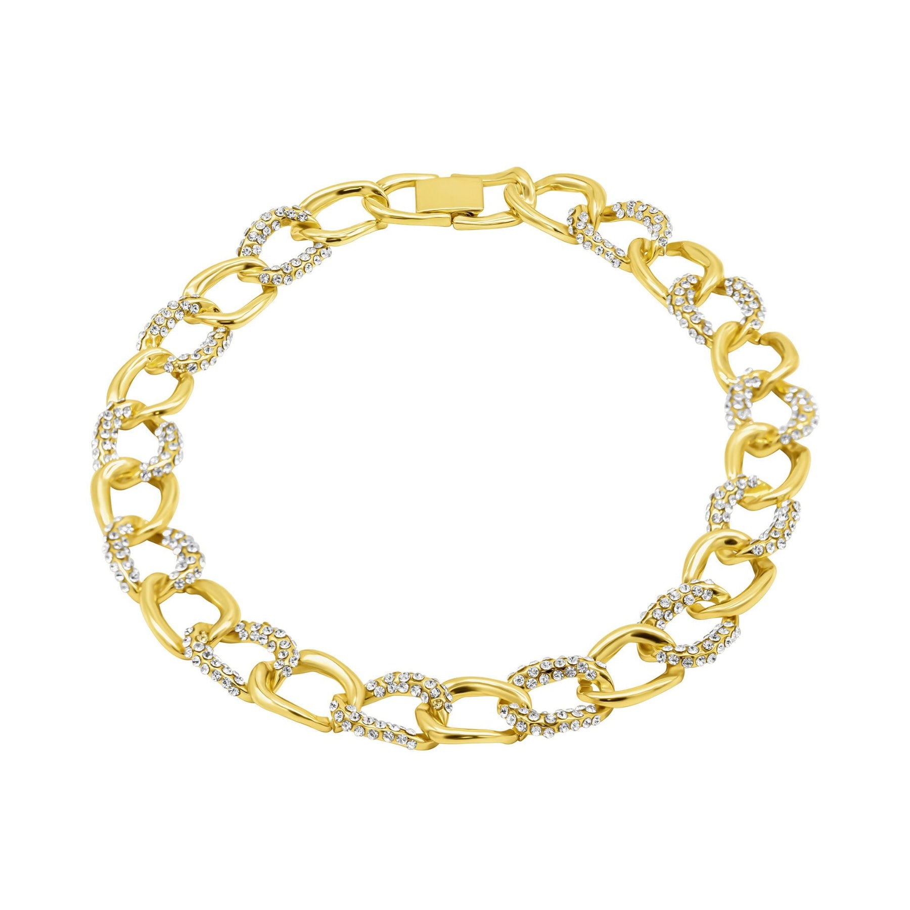 Grob Kristall Link Kette Halskette Gold