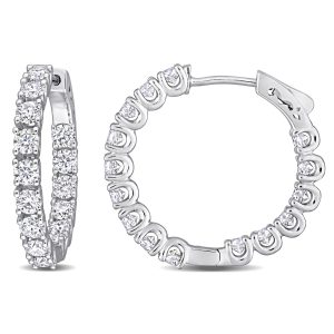 Mimi & Max 3ct DEW Created Moissanit-Creolen mit Innen-Außen-Scharnier aus Sterlingsilber