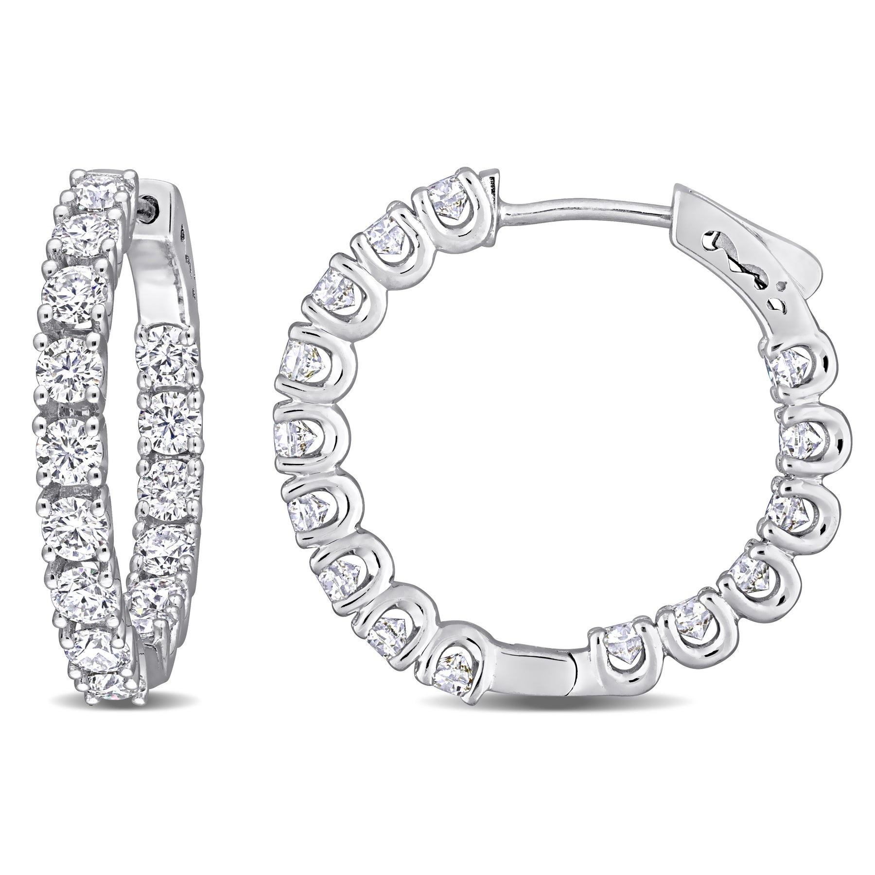 Mimi & Max 3ct DEW erstellt Moissanite Innen-Außen-Hinged Creole Ohrringe in Sterling Silber