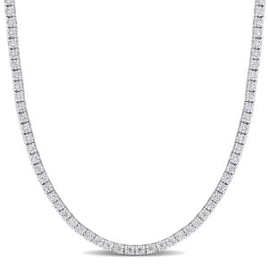 Mimi & Max 12 1/2ct DEW Created Moissanite Tennis Halskette in Sterling Silber