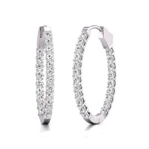 Diana M Lab 14KT WG 1CT TW oval In & Out Creole Ohrring