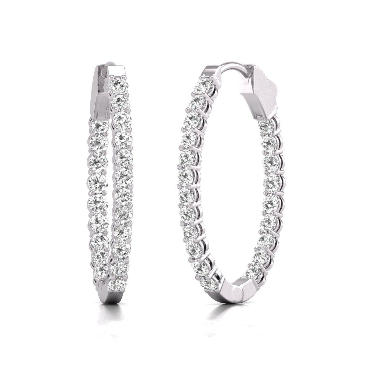 Diana M Lab 14KT WG 1CT TW oval In & Out Creole Ohrring