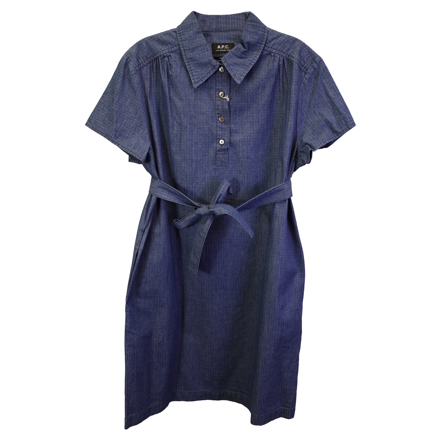 A.P.C. Minikleid mit Gürtel aus blauem Baumwoll-Denim