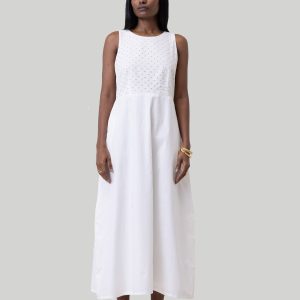 Cross-back Midikleid in Lochstickerei Stickerei 7784969175100