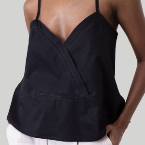 V-Ausschnitt Spitze Camisole in schwarz