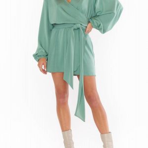 Chloe Collared Kleid in Salbei grün
