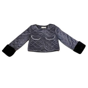 Kinder gesteppte Perlmuttjacke in grau
