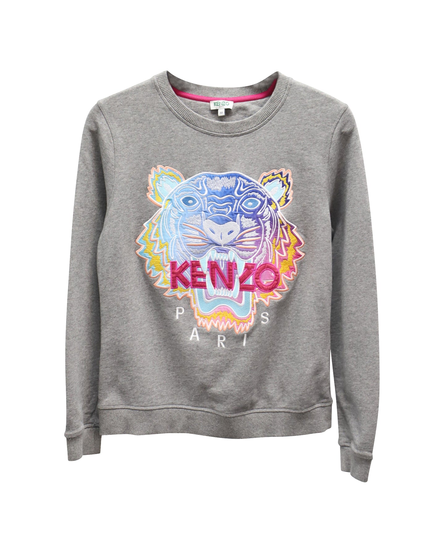 Kenzo Gesticktes Tiger Sweatshirt aus grauer Baumwolle