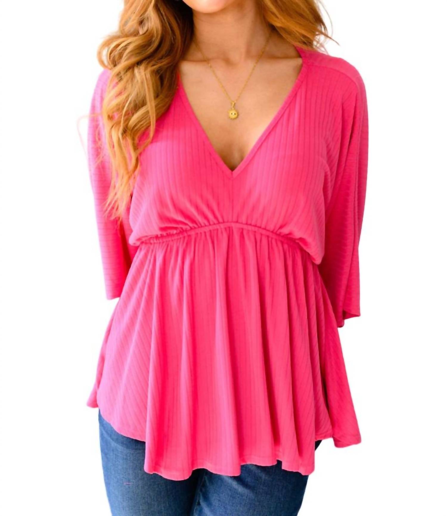Gestohlene Momente Drapierte Peplum Top in Fuchsia