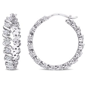 Mimi & Max 1 1/4ct DEW Created Moissanite Hoop Ohrringe aus Sterling Silber