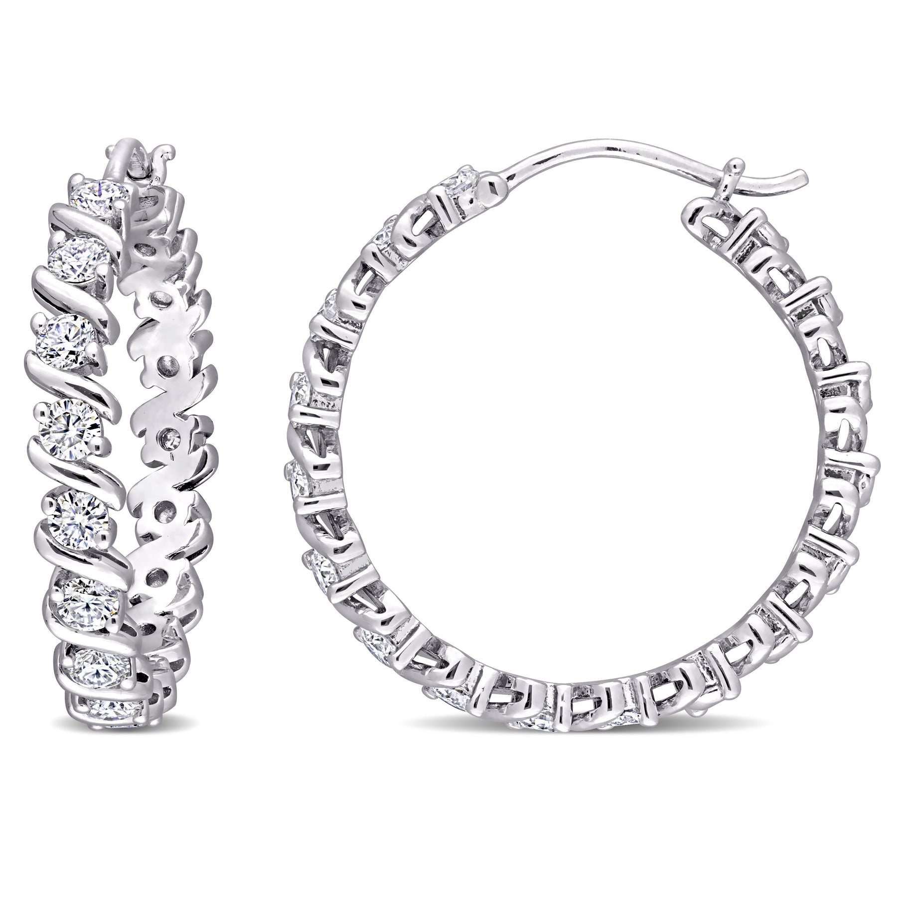 Mimi & Max 1 1/4ct DEW Created Moissanite Creole Ohrringe in Sterling Silber