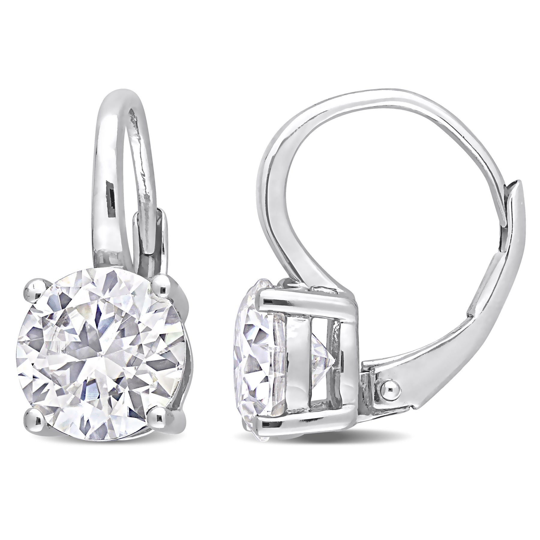 Mimi & Max 3 1/5ct DEW erstellt Moissanit Solitaire Leverback Ohrringe in Sterling Silber