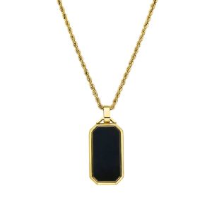 Herren wasserabweisend schwarz dogtag Seil Kette Anhänger Halskette Gold