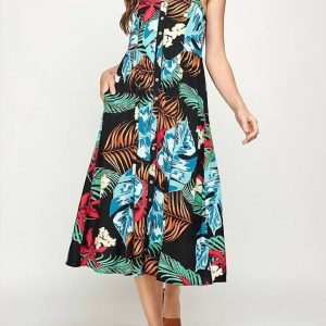 Maxikleid mit Knopfleiste in Schwarz