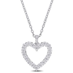 Mimi & Max 3/5ct DEW Created Moissanit-Anhänger mit offenem Herz und Kette aus Sterlingsilber