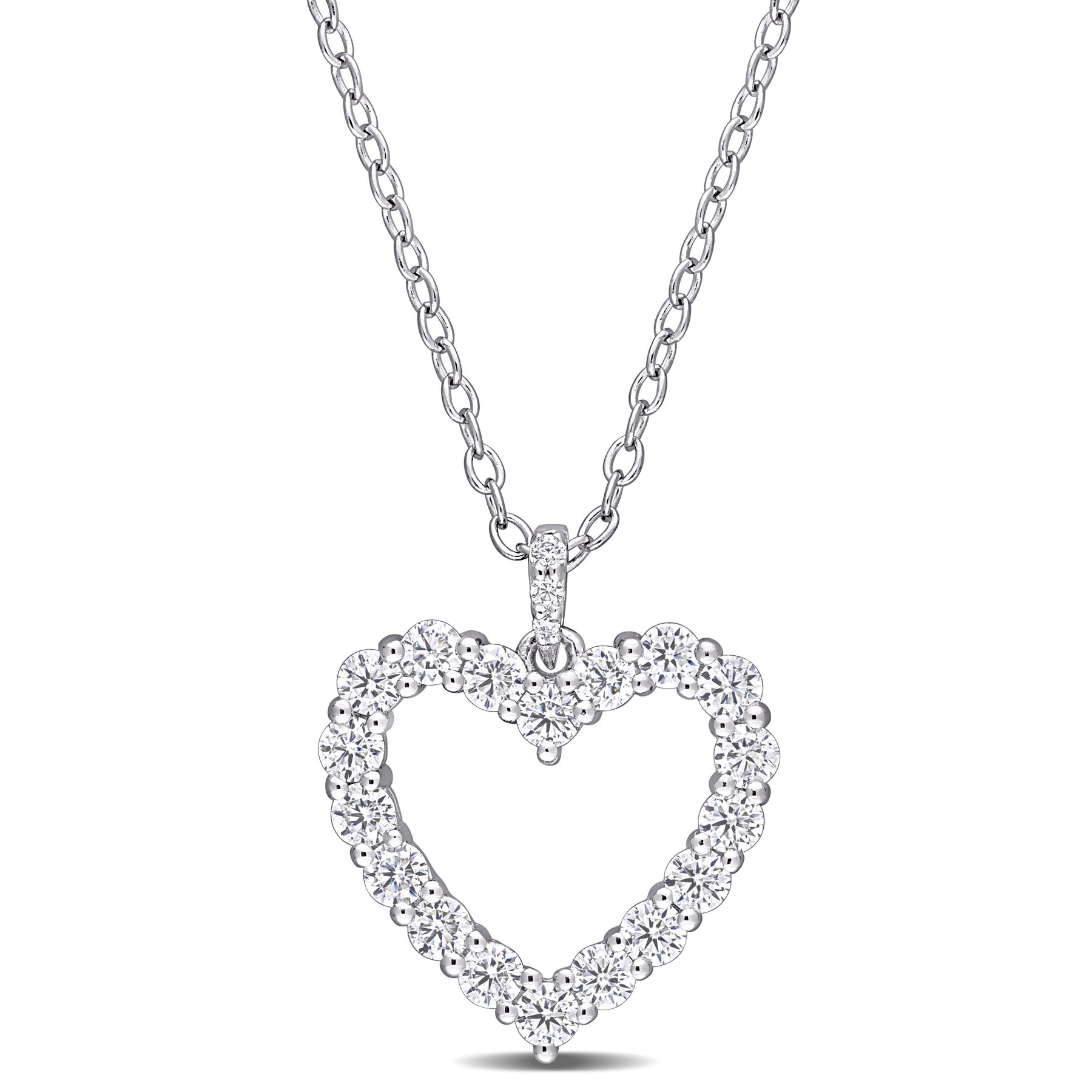 Mimi & Max 3/5ct DEW erstellt Moissanit Open Heart Anhänger mit Kette in Sterling Silber
