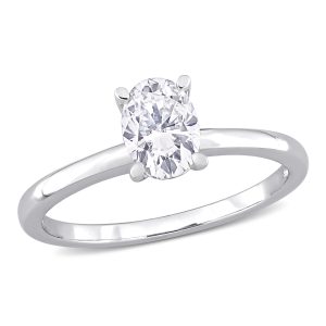 Mimi & Max 1ct DEW Oval Created Moissanit Solitär-Verlobungsring aus Sterlingsilber
