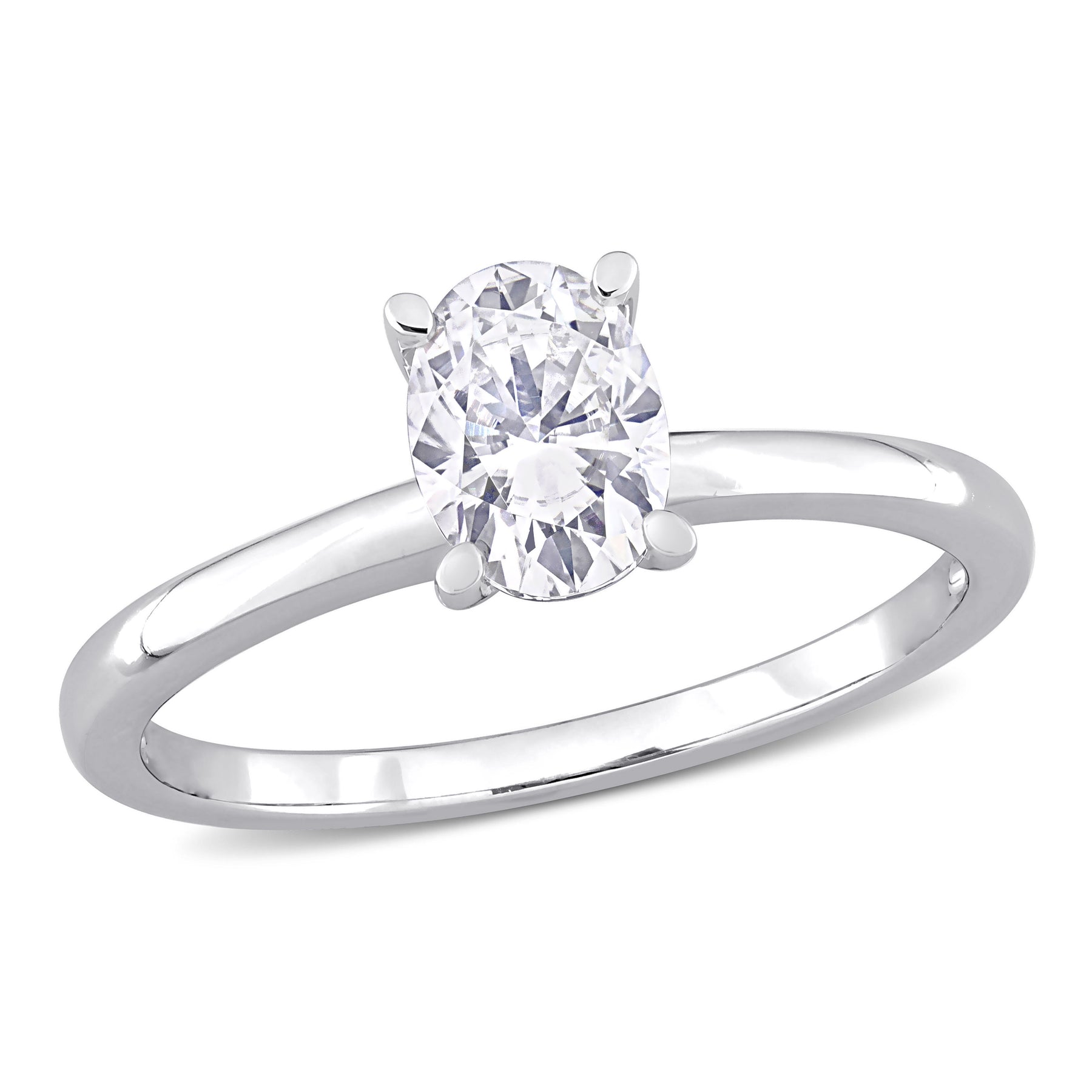 Mimi & Max 1ct DEW oval erstellt Moissanit Solitaire Verlobungsring in Sterling Silber