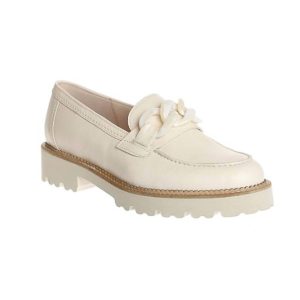 Damen Schnalle Instep Loafer in Elfenbein Leder