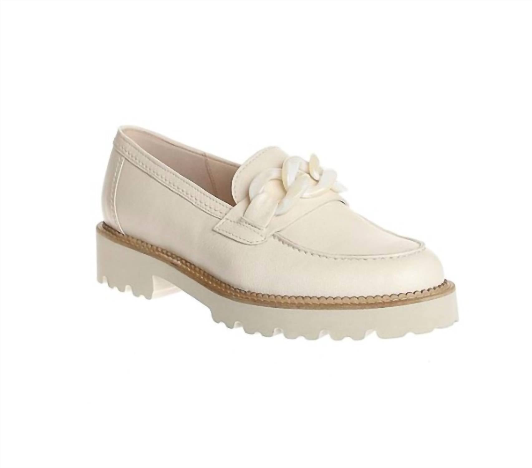 Damen Schnalle Instep Loafer in Elfenbein Leder