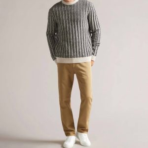 Buzzad strukturierter Pullover für Herren in Schwarz-Weiß
