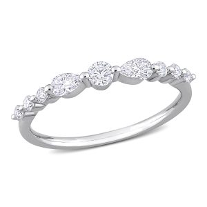Mimi & Max 1/2ct DEW Created Moissanite Semi-Eternity Ring aus Sterling Silber