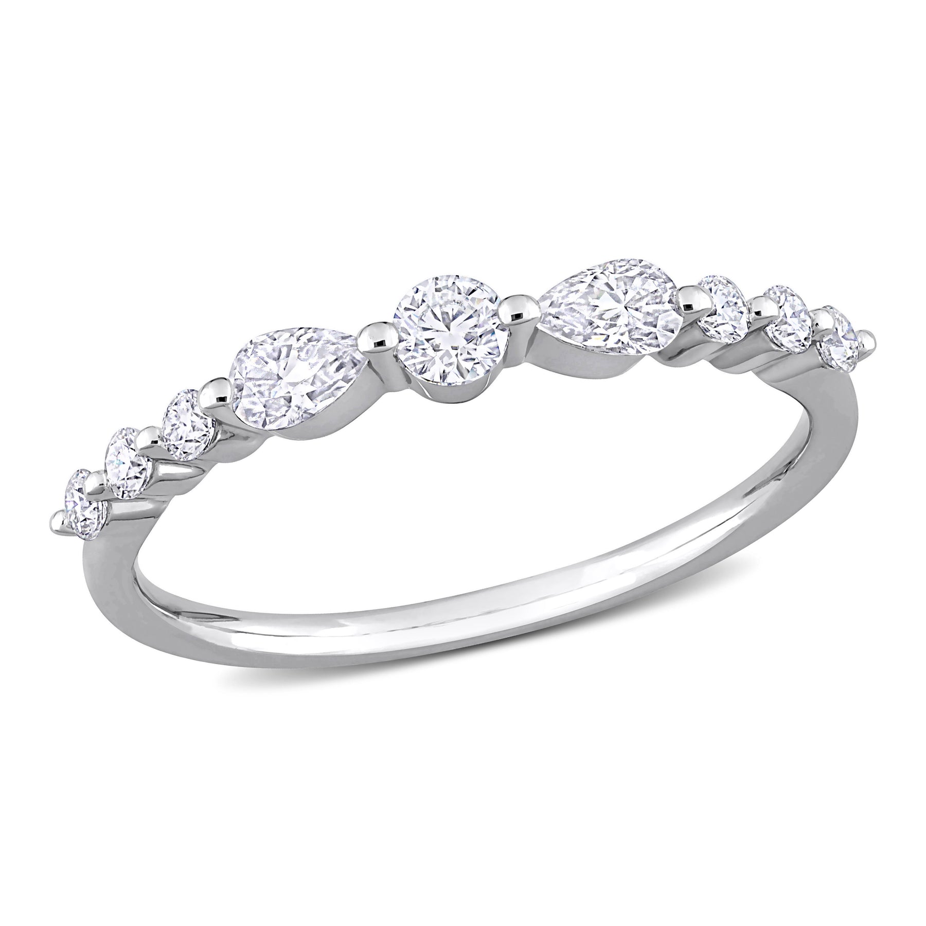 Mimi & Max 1/2ct DEW erstellt Moissanit Halbewig Ring in Sterling Silber