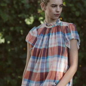 Carla Highneck-Hemd für Damen in Marktkaro