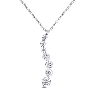 Mimi & Max 1 1/2ct DEW Created Moissanite Journey Anhänger mit Kette aus Sterling Silber