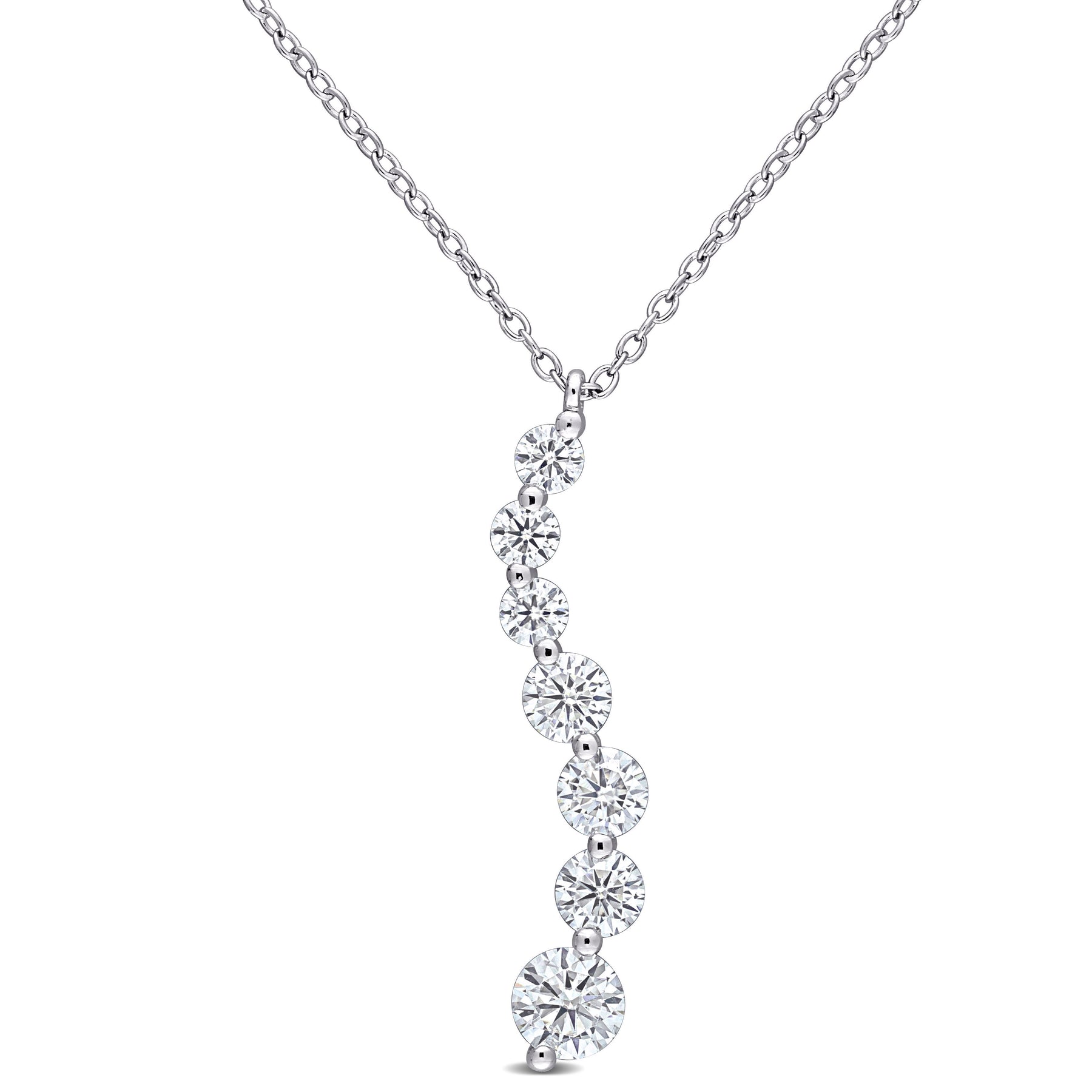 Mimi & Max 1 1/2ct DEW Created Moissanite Journey Anhänger mit Kette in Sterling Silber