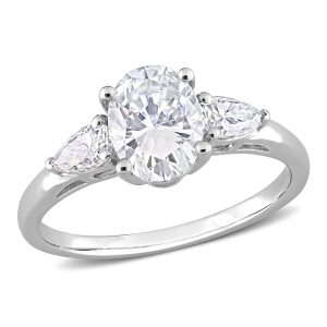 Mimi & Max 1 3/4ct DEW Created Moissanite Three-Stone Engagement Ring aus Sterling Silber