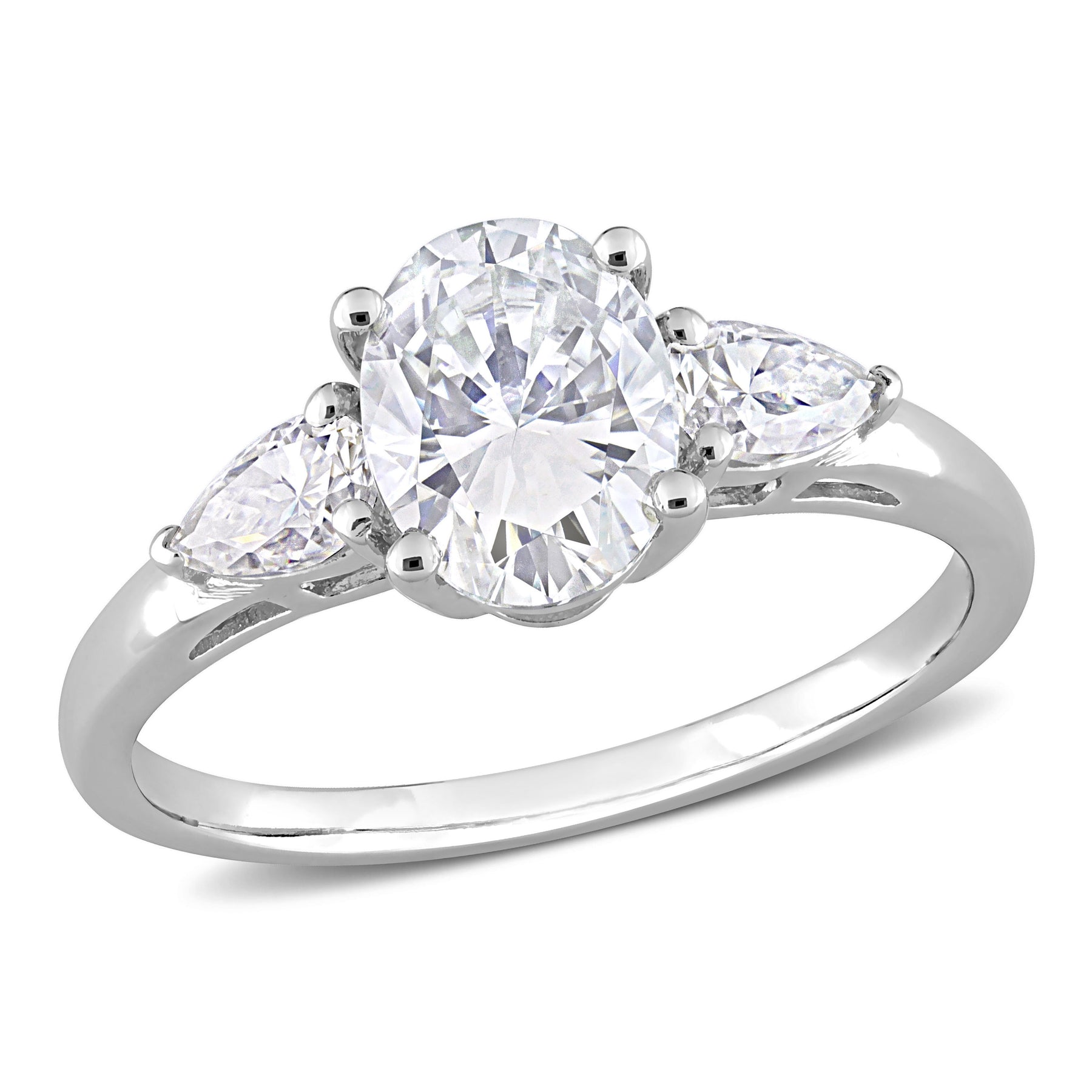 Mimi & Max 1 3/4ct DEW erstellt Moissanit Drei-Stein-Verlobungsring in Sterling Silber