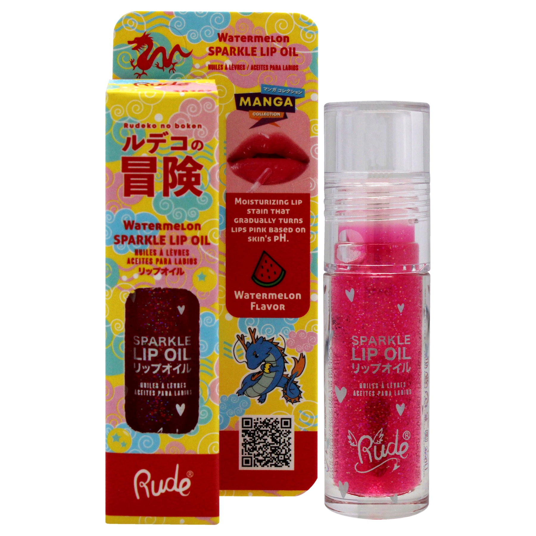 Manga Kollektion Manga Sparkle Lip Oil – Wassermelone von Rude Cosmetics für Damen