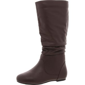 Kniehohe Stiefel aus Kunstleder ohne Schnürsenkel