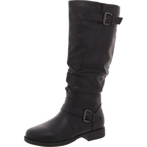 Kniehohe Stiefel aus Kunstleder mit Schnalle