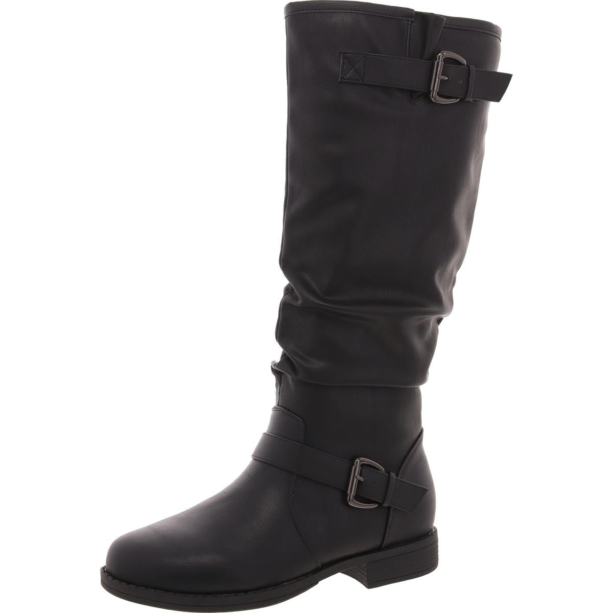 Schnalle Kunstleder Kniehohe Stiefel