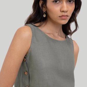 Kastenförmiges Crop-Top in Dunkelgrün