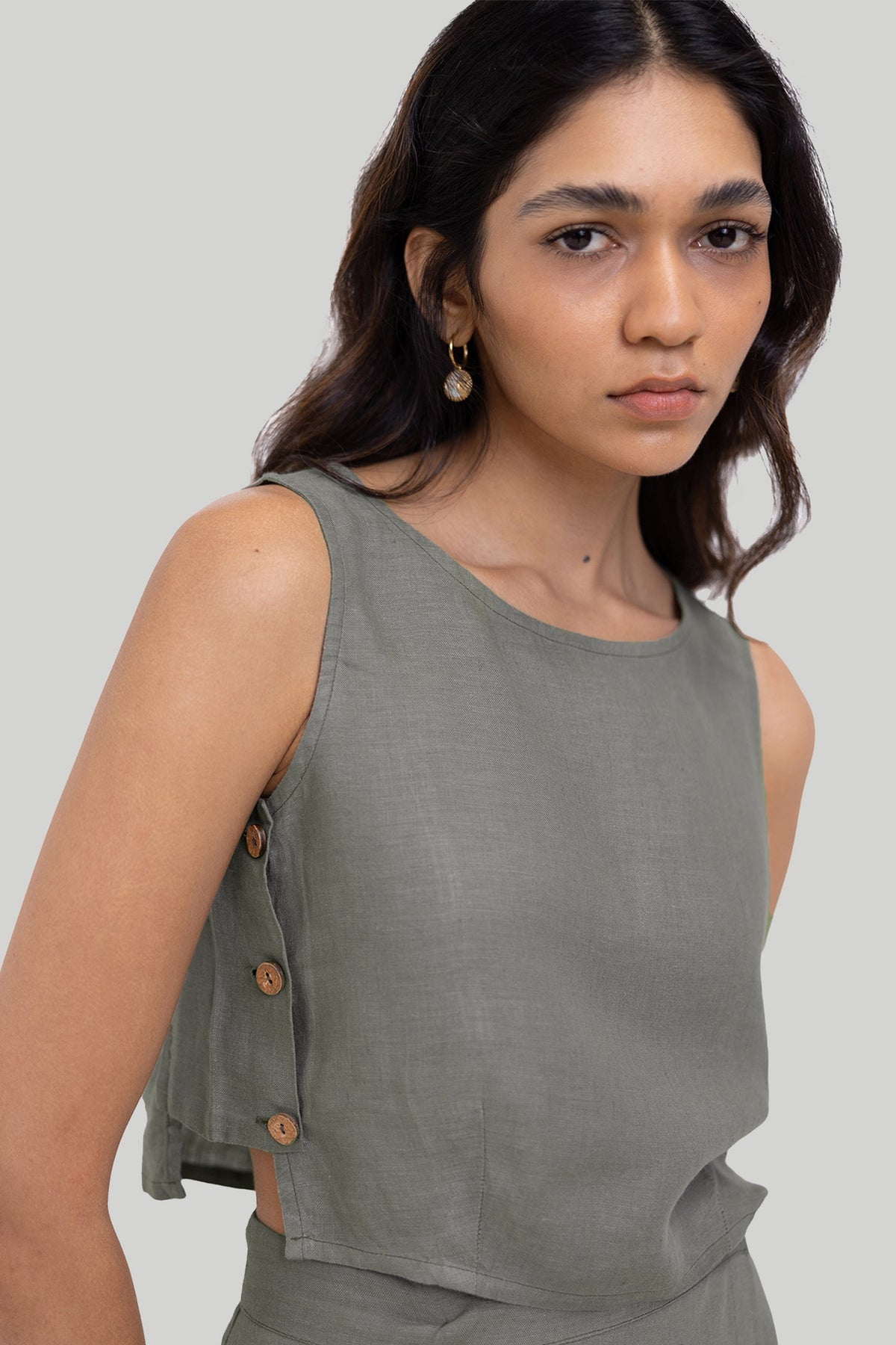 Boxy Crop Top in Dunkelgrün