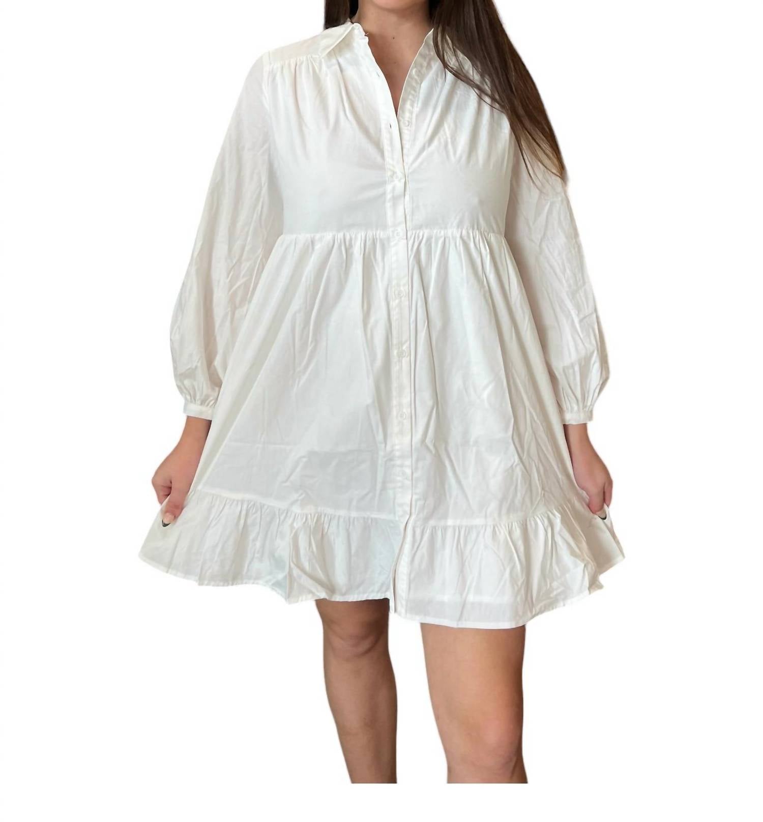 Popeline Mini Hemd Kleid in Weiß