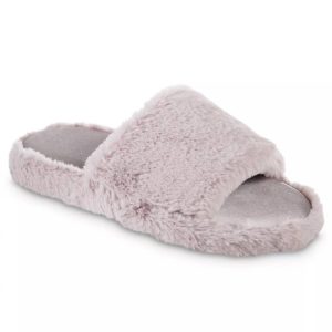 Damen Kunstfell und Satin Tabby-Slipper in Distel 7733681619004