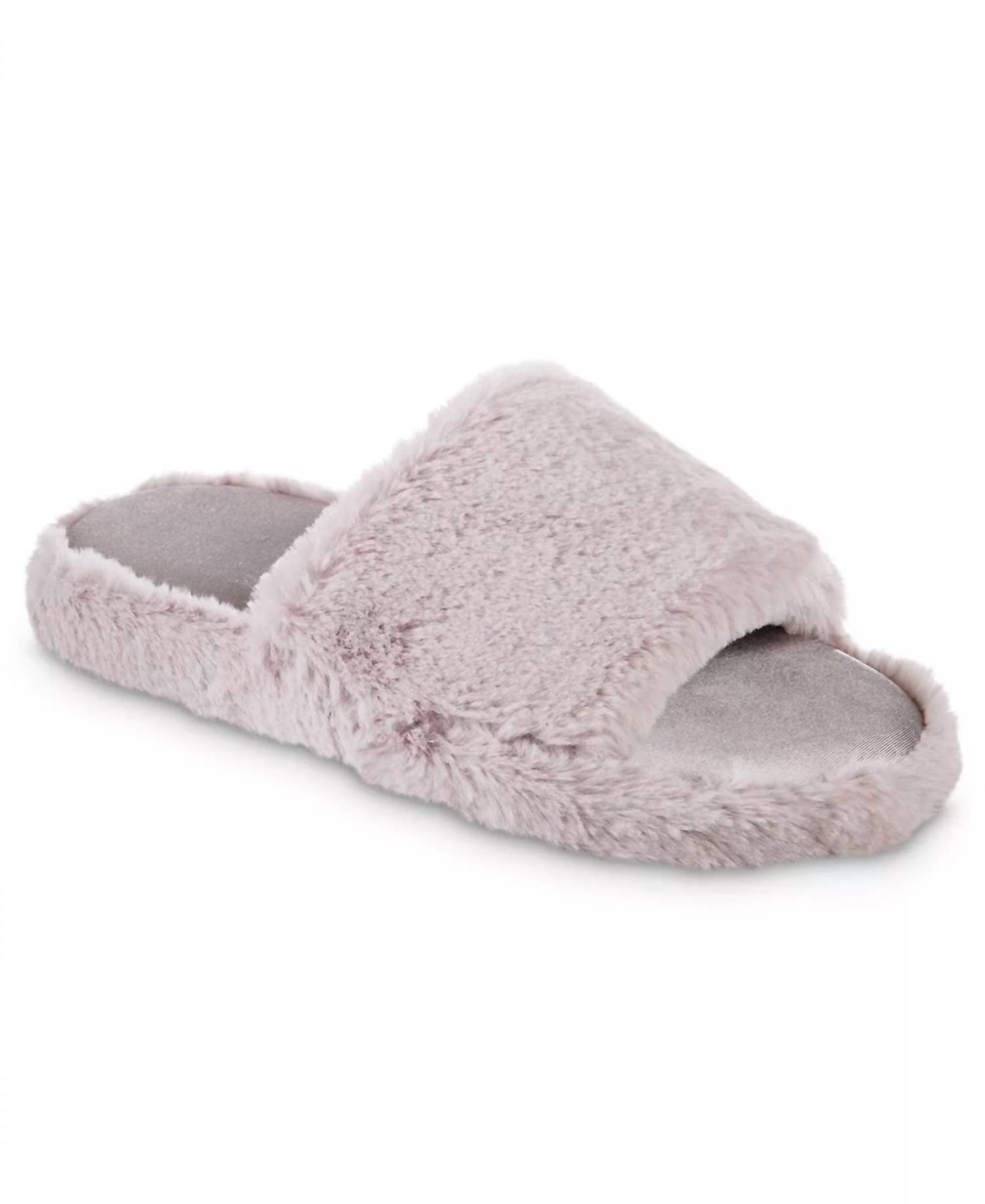 Damen Kunstpelz und Satin Tabby Slipper in Distel