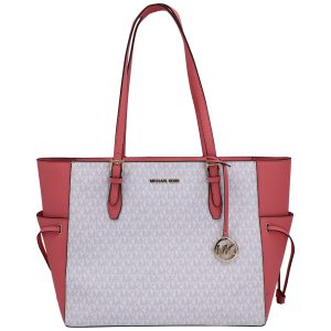 Michael Michael Kors Gilly Travel Tasche aus weißem und rosa gestrichenem Canvas 7733683322940