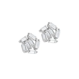 Multi Shape Cluster Crystal Stud Ohrringe Silber
