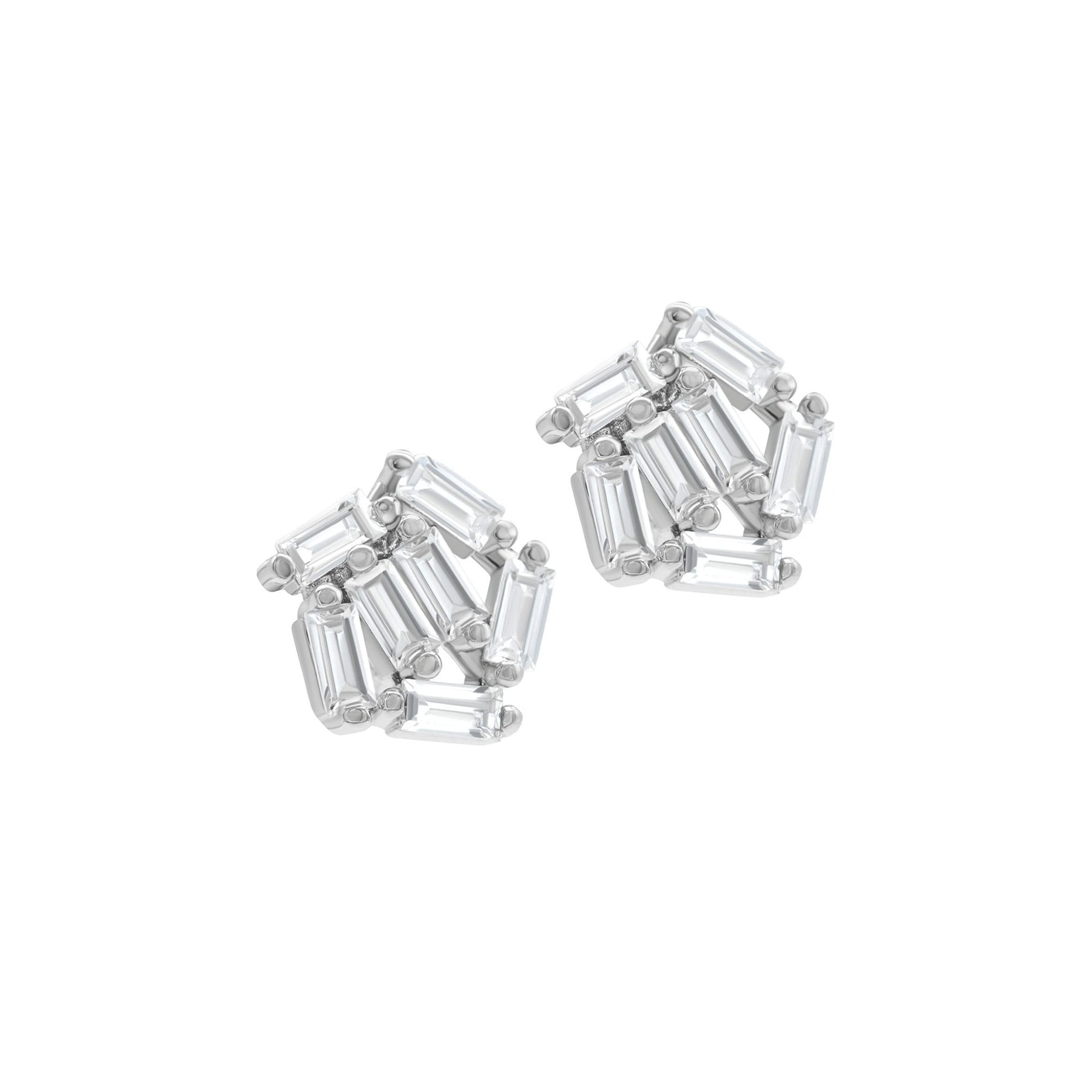Mehrfarbig Shape Cluster Kristall Ohrstecker Silber
