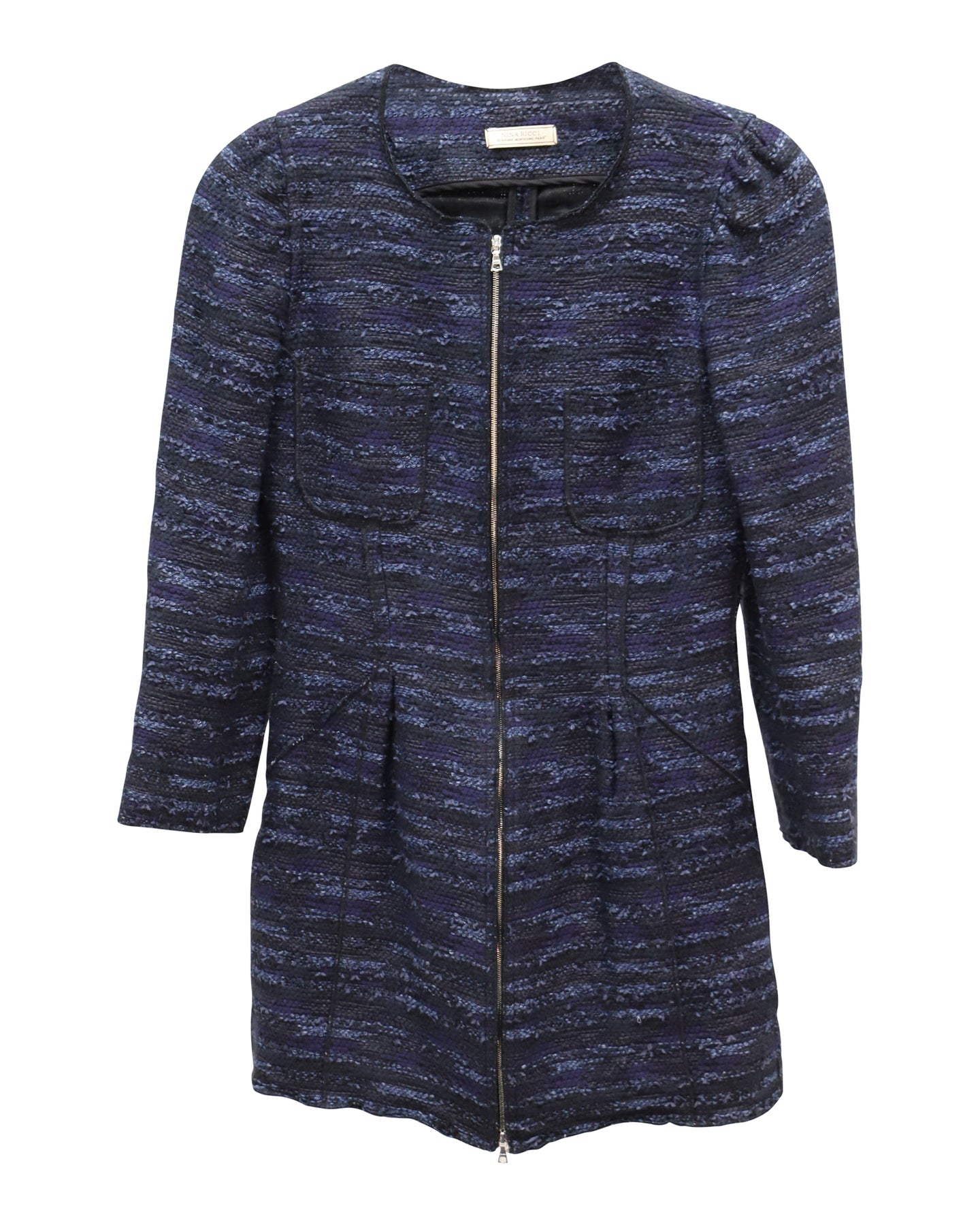 Nina Ricci Jacke mit Reißverschluss in Marineblau Acryl Tweed