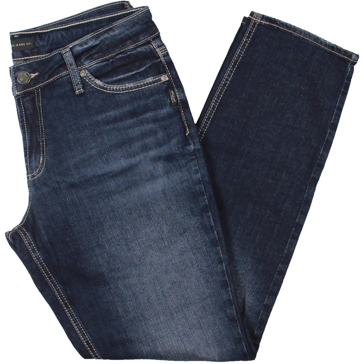 Elyse Curvy Fit mittlerer Bund dunkel Wash Hose mit geradem Bein